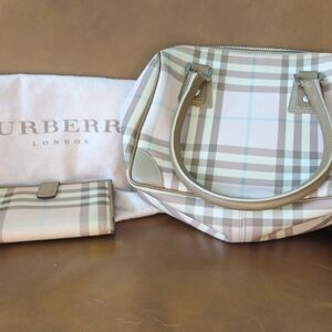 Burberry Nova Pink Checked Bag And Matching Wallet.